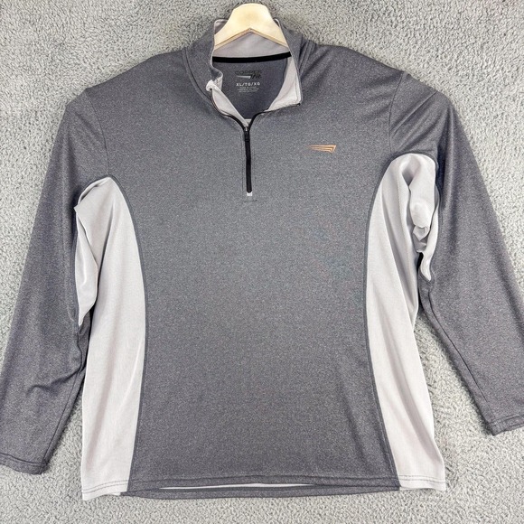 Copper Fit Pullover Mens XL Gray Black Quarter Zip Long Sleeve Athletic Shirt - Picture 1 of 11